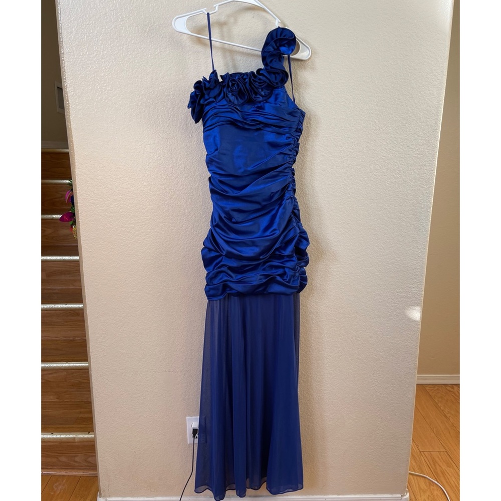 Single Strap Blue Prom Dress